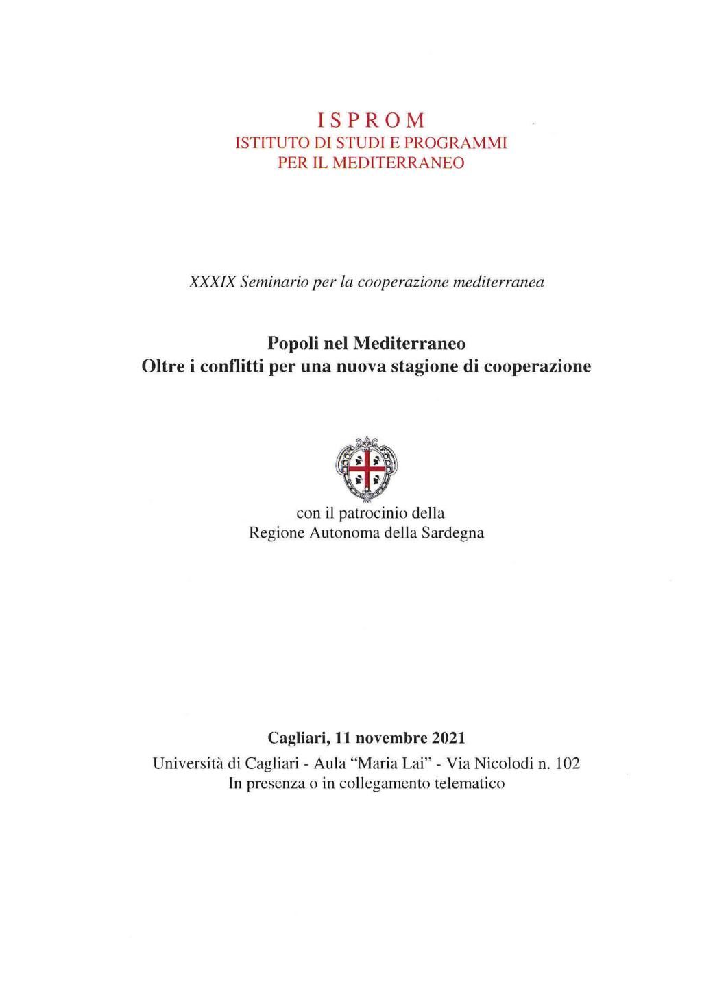 XXXIX Seminario per la cooperazione mediterranea